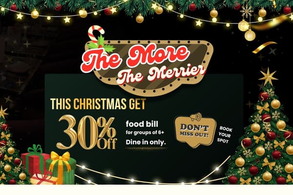 30% Off Food bill for group of 6+ Dine-in only